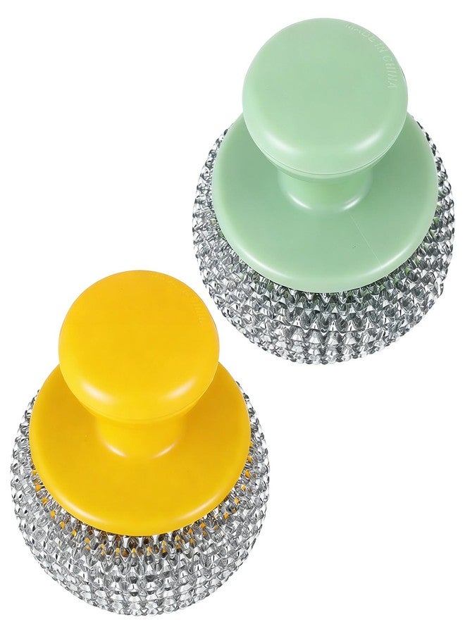 Yuomeaz 2Pcs Stainless Steel Wool Scrubber, Stainless Steel Scrubber with Handle, Heavy Duty Metal Wool Scrubbers for Sink, Pots, Kitchen Cleaning - Image 1