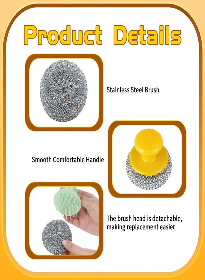 Yuomeaz 2Pcs Stainless Steel Wool Scrubber, Stainless Steel Scrubber with Handle, Heavy Duty Metal Wool Scrubbers for Sink, Pots, Kitchen Cleaning - Image 2
