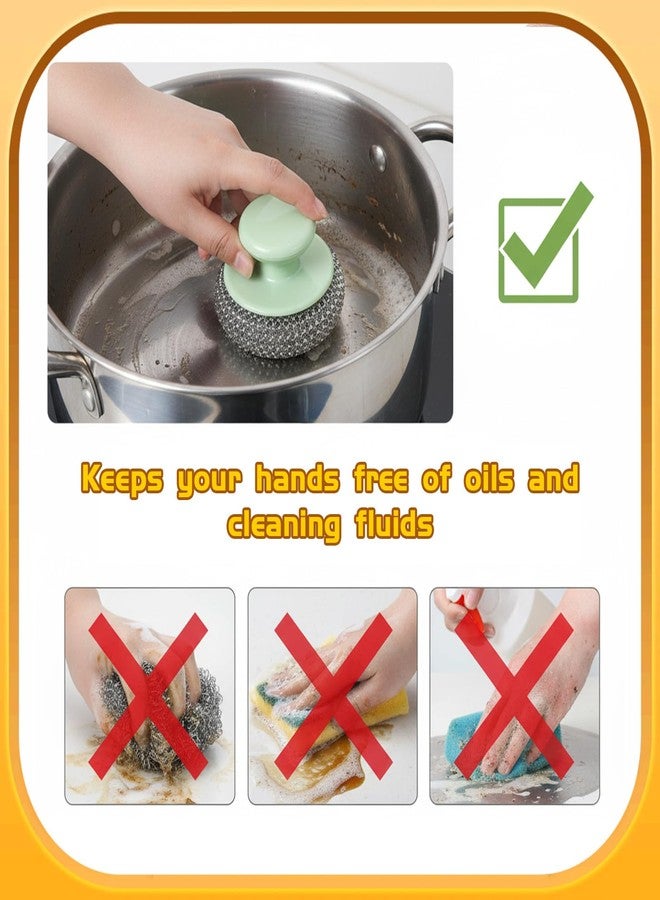 Yuomeaz 2Pcs Stainless Steel Wool Scrubber, Stainless Steel Scrubber with Handle, Heavy Duty Metal Wool Scrubbers for Sink, Pots, Kitchen Cleaning - Image 4