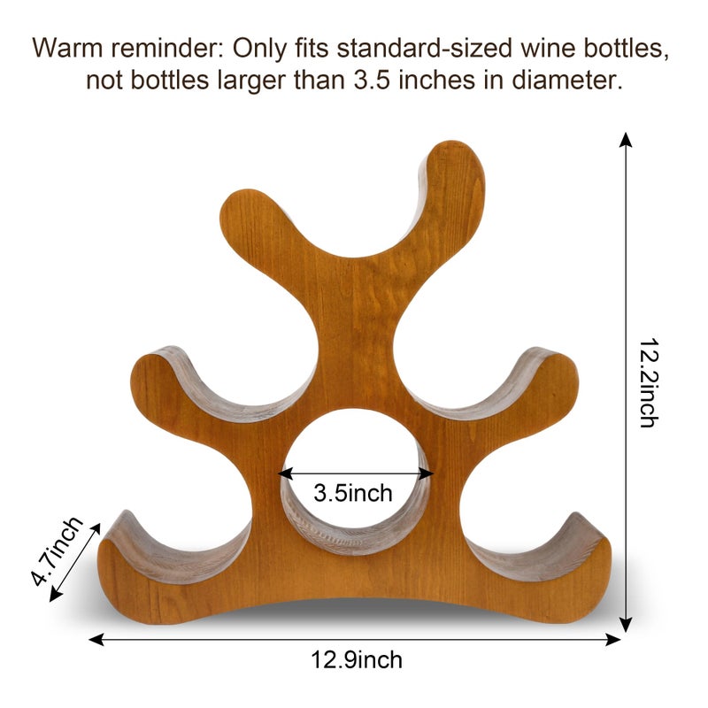 TRUDING Countertop Wine Rack - 6 Bottle Wooden Wine Rack - Freestanding Wine Bottle Holder Stand - Wine Storage Rack for Cabinet Pantry Bar Kitchen (Brown) - Image 2