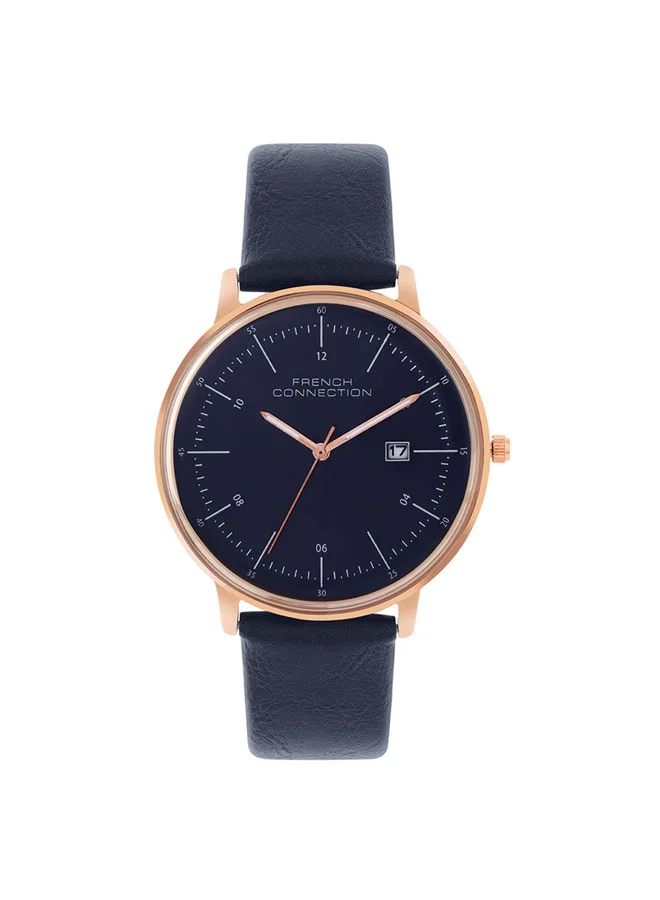 French Connection 42mm Men's Quartz Watch with Blue Dial
