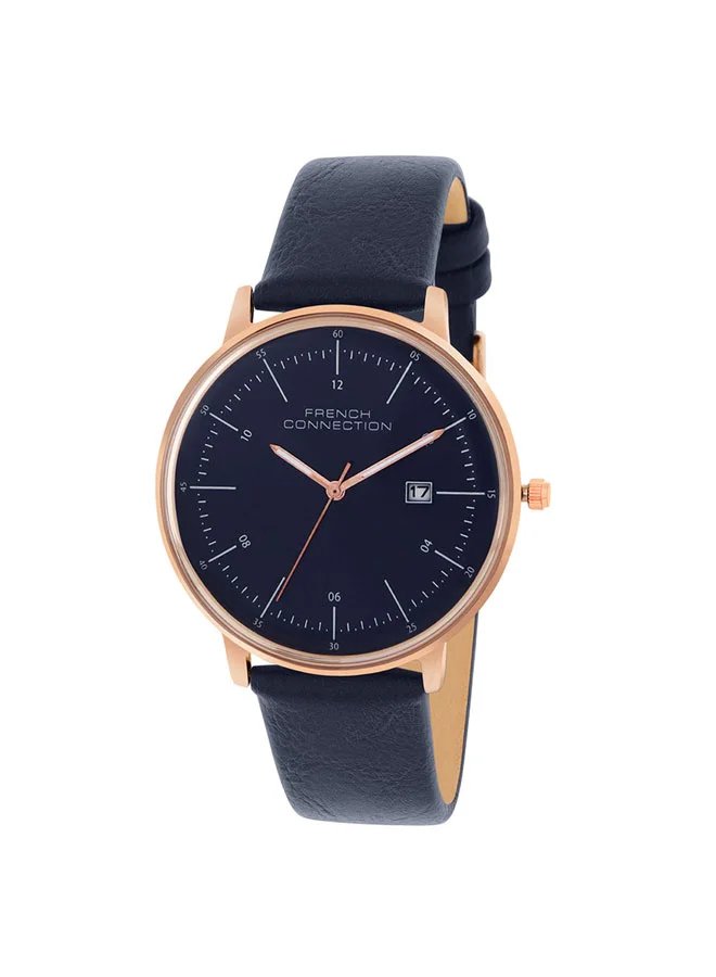 French Connection 42mm Men's Quartz Watch with Blue Dial