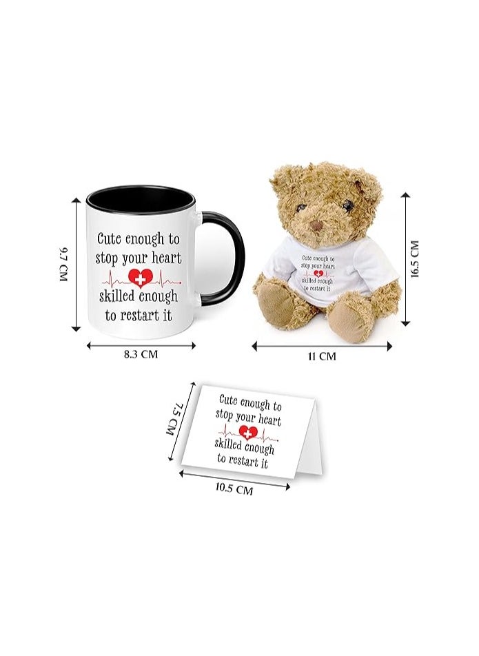 PRINTSHOP4ME - Nurses Day Teddy Bear Pack With Printed Ceramic Mug&Nurses Day Wishes Card Designs-Nursing Student Graduation Gift&Appreciation Gifts-Nurse Gift Idea Designs Printed - Image 1