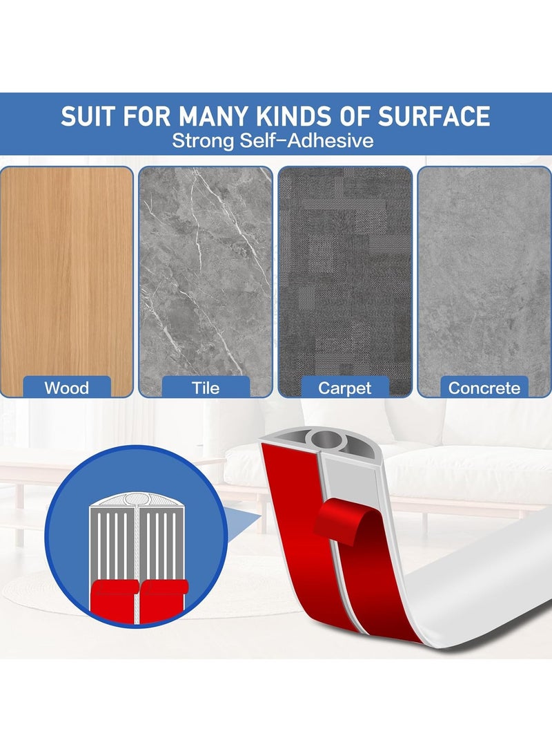 10Ft Floor Cord Cover Cable Cavity,Self Adhesive Cord Hider Floor Extension Cord Covers for Floor Power Cord Protector Cable Management Prevent Cable Trips Cable Cavity 0.32"W x 0.32"H,White - Image 4