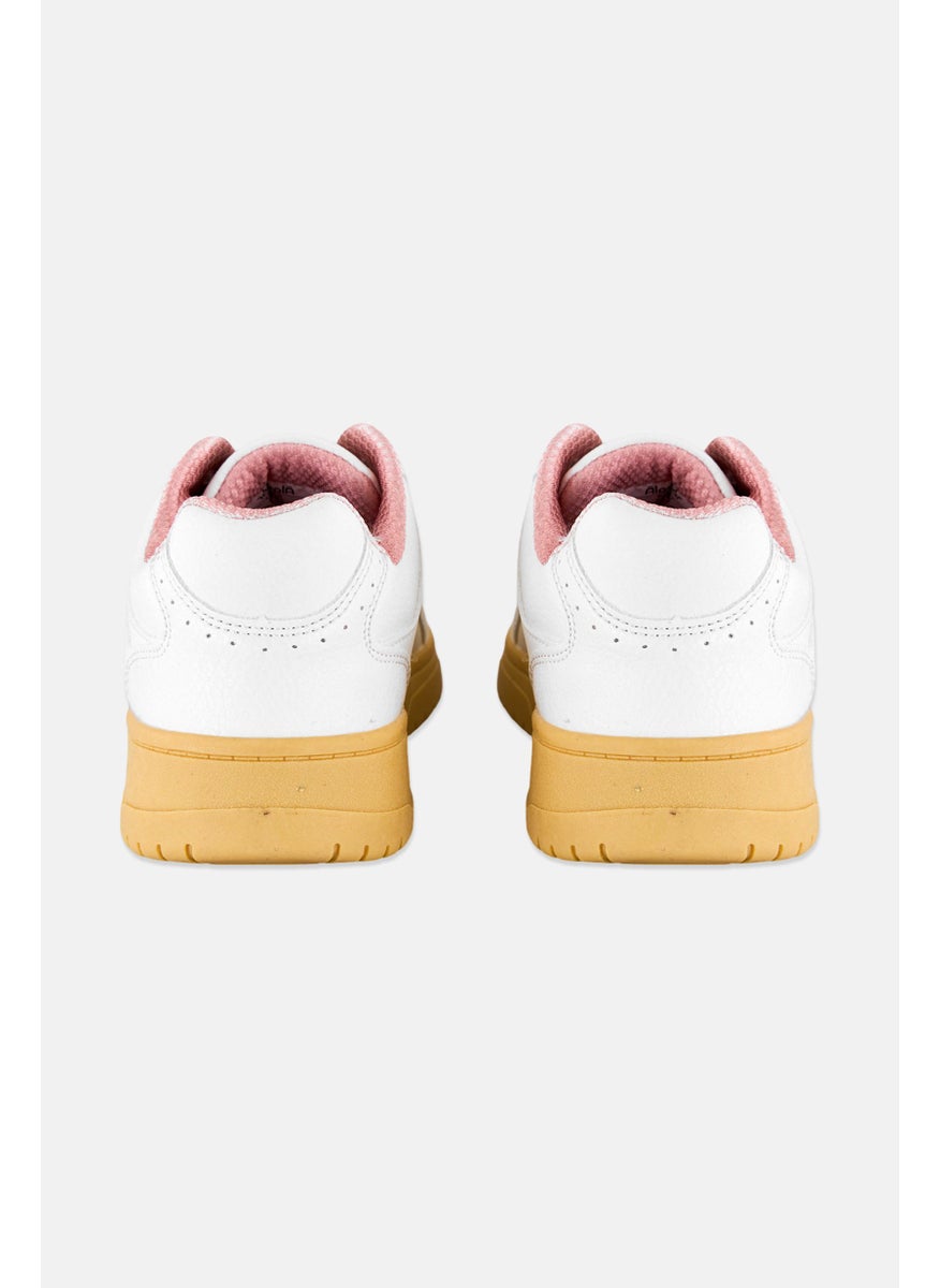Algspar Women Leather Lace Up Casual Shoes, White  - Image 2