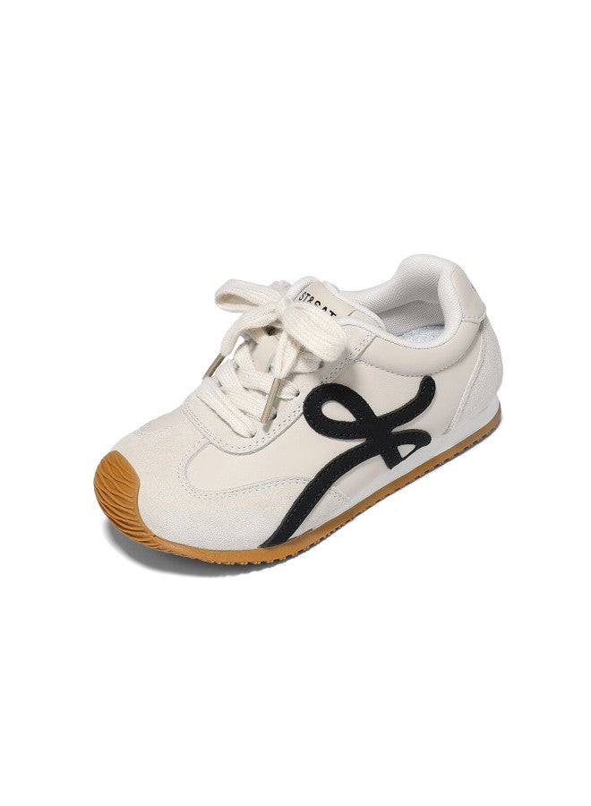 St&sat Kids Sports Shoes Autumn New Girls Running Shoes Boys Training Shoes Beige Black Size 35 - Image 4