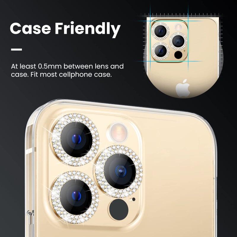Tensea for iPhone 14 Pro/iPhone 14 Pro Max Camera Lens Protector Bling, Protection Camera Cover Tempered Glass Screen Protector Diamond Metal Individual Ring for 14Pro 6.1" / 14 ProMax 6.7 inch 2022 - Image 3