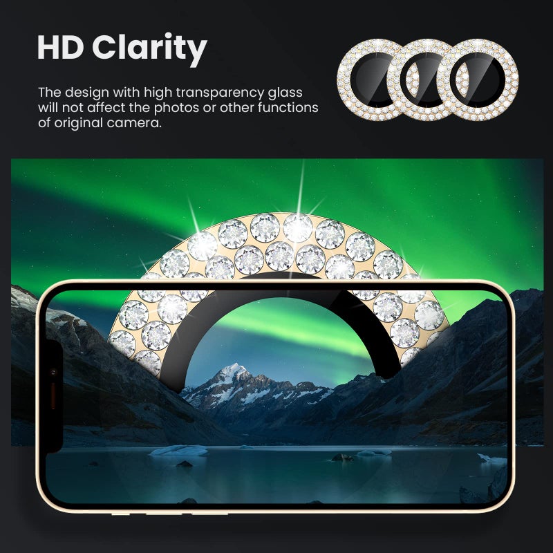 Tensea for iPhone 14 Pro/iPhone 14 Pro Max Camera Lens Protector Bling, Protection Camera Cover Tempered Glass Screen Protector Diamond Metal Individual Ring for 14Pro 6.1" / 14 ProMax 6.7 inch 2022 - Image 4