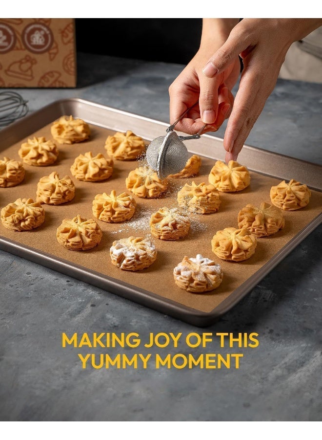 ECVV 100 Pcs Parchment Paper Sheets – Non-Stick, Precut, Brown Baking Paper | 24 x 42 CM | for Oven, Air Fryer, Grilling, Steaming, Bread, Cupcakes & Cookies - Image 3