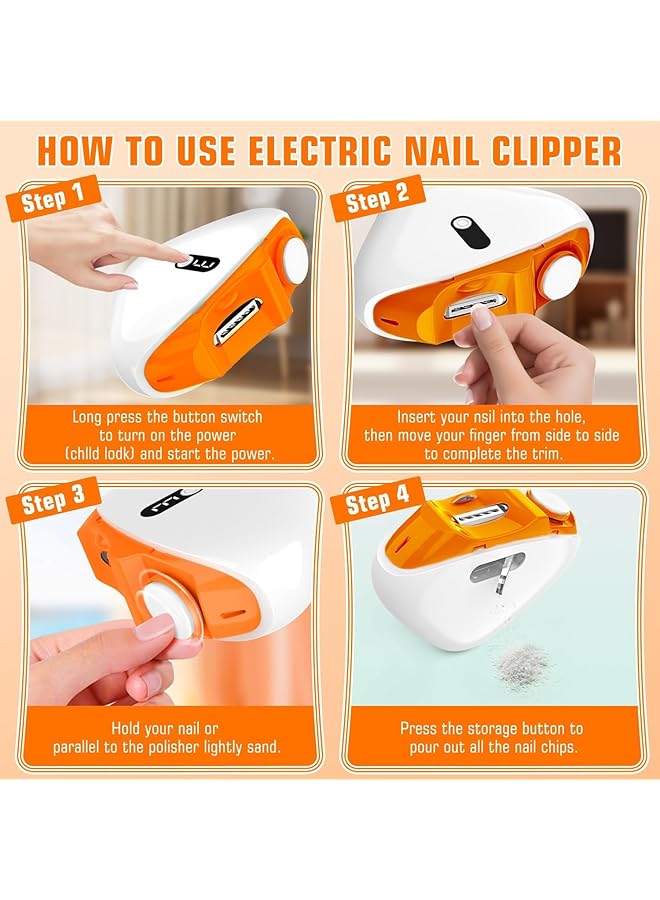 KASTWAVE Electric Nail Clipper 2 In 1 Rechargeable Nail Trimmer With File & Polisher 3 Speed Led Nail Cutter For Baby Kids Adults & Seniors Safe & Quiet Design - Image 4