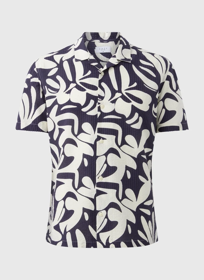 Matalan Navy Textured Abstract Shape Shirt