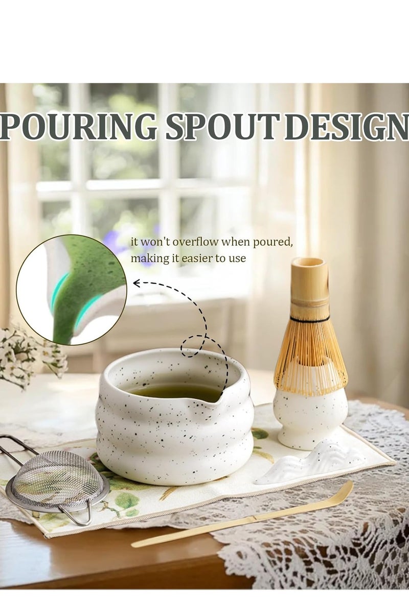 KINGMAZI 7PCS Matcha Whisk Set  -Matcha Whisk and Bowl Set, Matcha Kit Tea Set include Bamboo Whisk, Matcha Bowl, Scoop & Whisk with Holder, Sifter, Towel- Perfect Set for Matcha Enthusiasts - Image 4