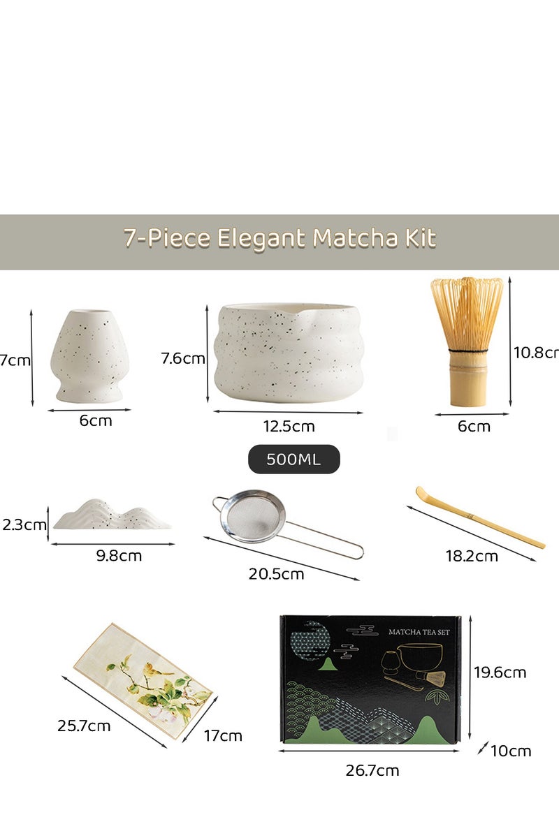 KINGMAZI 7PCS Matcha Whisk Set  -Matcha Whisk and Bowl Set, Matcha Kit Tea Set include Bamboo Whisk, Matcha Bowl, Scoop & Whisk with Holder, Sifter, Towel- Perfect Set for Matcha Enthusiasts - Image 2