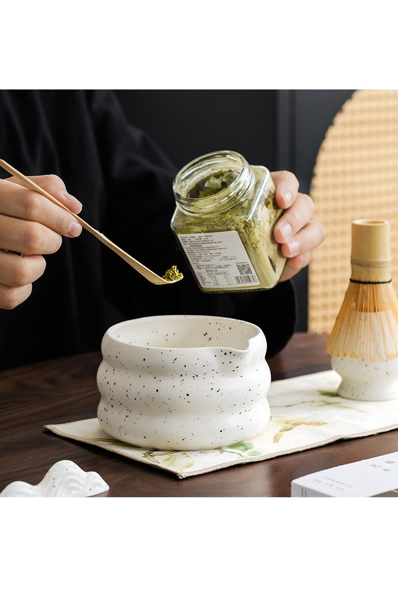 KINGMAZI 7PCS Matcha Whisk Set  -Matcha Whisk and Bowl Set, Matcha Kit Tea Set include Bamboo Whisk, Matcha Bowl, Scoop & Whisk with Holder, Sifter, Towel- Perfect Set for Matcha Enthusiasts - Image 5