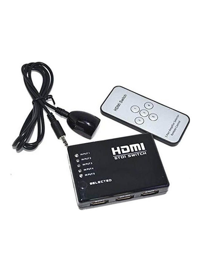 JAJEEK Mini 5 Port 1080P Video Hdmi Switch Switcher Hdmi Splitter With Ir Remote Splitter Box Black - Image 1
