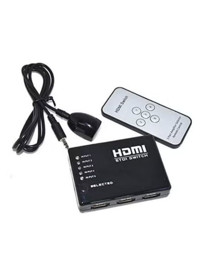 JAJEEK Mini 5 Port 1080P Video Hdmi Switch Switcher Hdmi Splitter With Ir Remote Splitter Box Black - Image 2