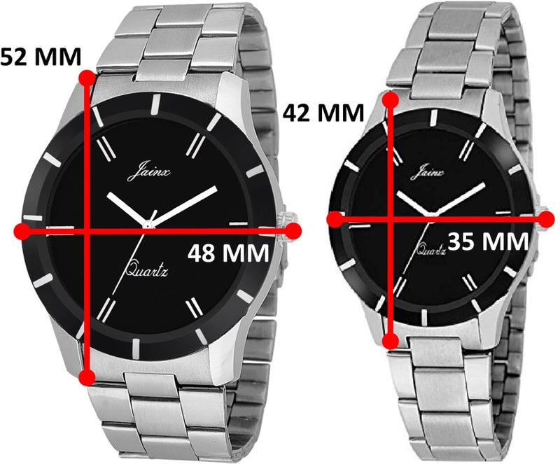 jainx Silver Stainless Steel Chain Gift Set Analog Wrist Watch for Couple - JC423 - Image 4