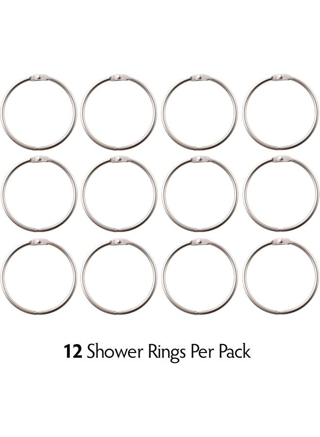SlipX Solutions Brushed Nickel Simple Slide Shower Curtain Rings Provide Effortless Gliding on Standard Shower Rods Rust Resistant Snap Closure Set of 12 - Image 5