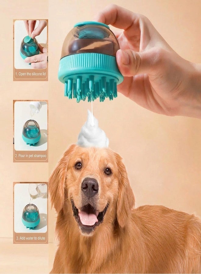 Lilpep Dog Grooming Brush, Lilpep Pet Shampoo Bath Brush Soothing Massage Rubber Comb with Adjustable Ring Handle for Long Short Haired Dogs and Cats (Blue, set) - Image 2