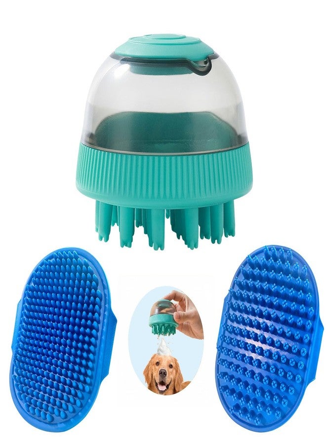 Lilpep Dog Grooming Brush, Lilpep Pet Shampoo Bath Brush Soothing Massage Rubber Comb with Adjustable Ring Handle for Long Short Haired Dogs and Cats (Blue, set) - Image 1