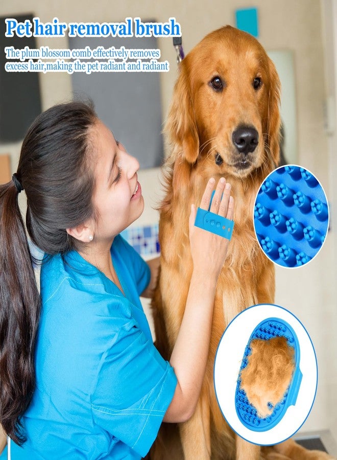 Lilpep Dog Grooming Brush, Lilpep Pet Shampoo Bath Brush Soothing Massage Rubber Comb with Adjustable Ring Handle for Long Short Haired Dogs and Cats (Blue, set) - Image 4