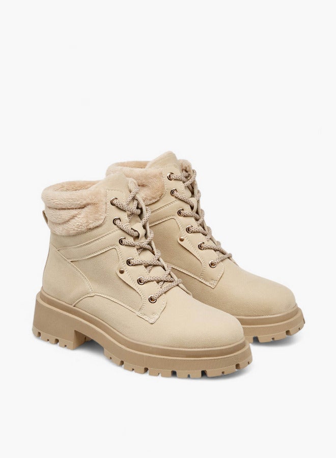 Flora Bella By Shoexpress Solid Lace-Up Ankle Boots with Pull Tab - Image 3