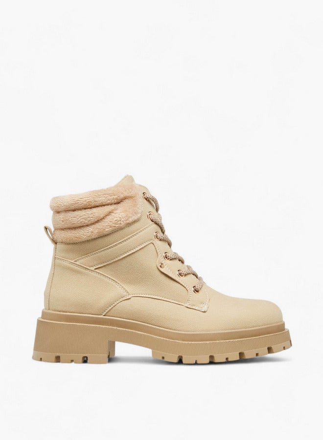 Flora Bella By Shoexpress Solid Lace-Up Ankle Boots with Pull Tab - Image 1