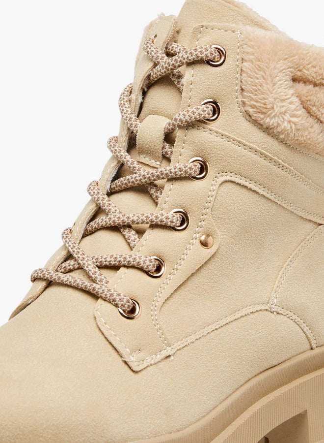 Flora Bella By Shoexpress Solid Lace-Up Ankle Boots with Pull Tab - Image 5