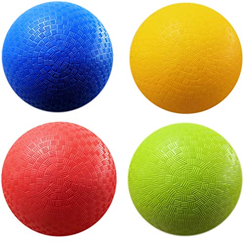 AppleRound 8.5-inch Dodgeball Playground Balls, Pack of 4 Balls with 1 Pump, Official Size for Dodge Ball, Handball, Camps and Schools (Multicolor) - Image 1