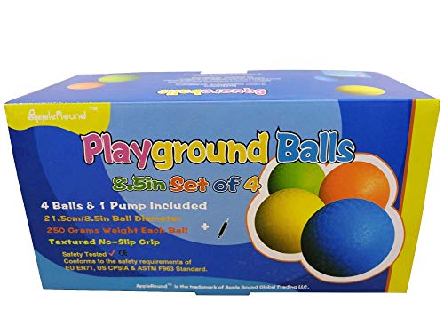AppleRound 8.5-inch Dodgeball Playground Balls, Pack of 4 Balls with 1 Pump, Official Size for Dodge Ball, Handball, Camps and Schools (Multicolor) - Image 2
