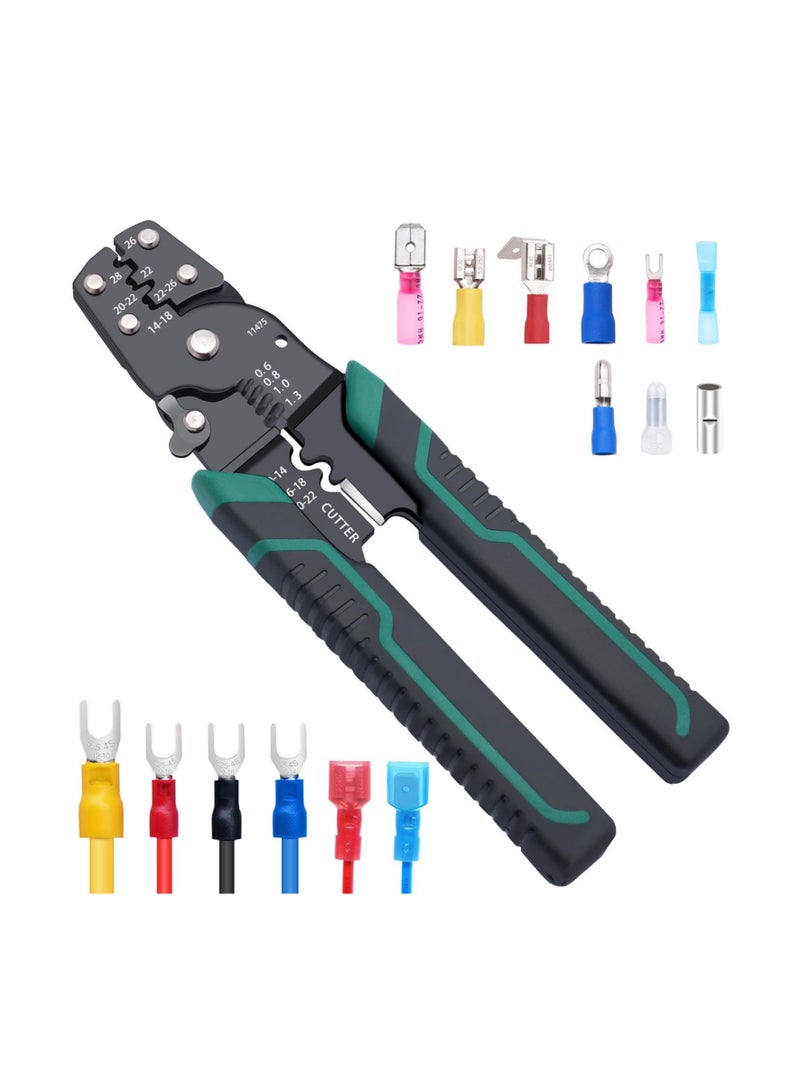Wire Crimper Tool with Stripper Cutter, 22-10 AWG Multifunctional Crimping Pliers Terminal Pliers for Insulated Electrical Connectors  - Image 1
