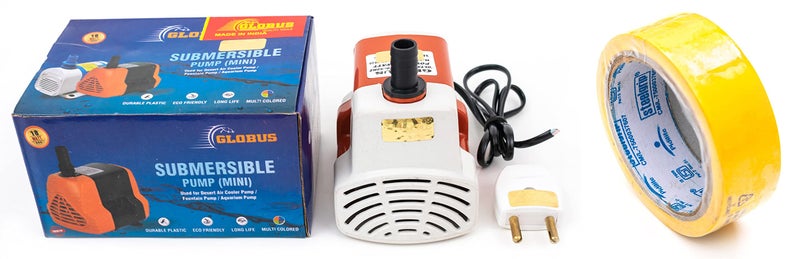 GLOBUS 1127 SUBMERSIBLE WATER PUMP 18 WATT (BLUE AND WHITE) WITH 2 PIN SOCKET AND TAPE (PACK OF 3) - Image 1