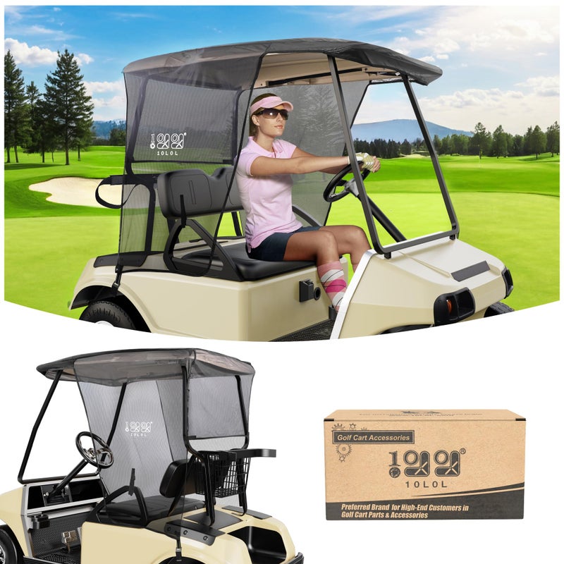 10L0L Golf Cart Sun Shade Cover for Club Car DS Precedent EZGO TXT RXV Superior UV Heat Blocking Polyester Mesh Canopy Cover Durable Easy Install Roof Size59 L X 41 W - Image 2