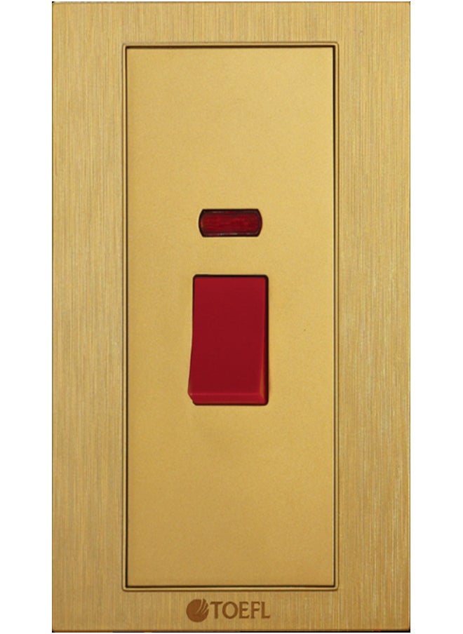 TOEFL - Rectangular air conditioner switch, 45 amp, red click, calm golden color, TOEFL - Image 1