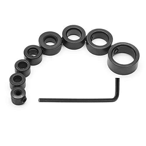 Jersvimc 8Pcs Drill Bit Depth Stop Collar Set, Drill Bit Depth Collar Stopper Metal Shaft Screw Collar Include (1/8", 5/32", 13/64", 15/64", 5/16", 25/64", 15/32", 5/8") - Image 1