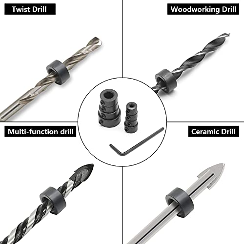 Jersvimc 8Pcs Drill Bit Depth Stop Collar Set, Drill Bit Depth Collar Stopper Metal Shaft Screw Collar Include (1/8", 5/32", 13/64", 15/64", 5/16", 25/64", 15/32", 5/8") - Image 3