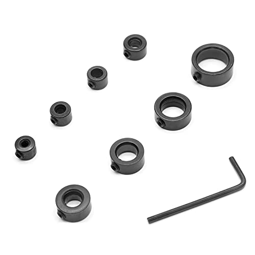 Jersvimc 8Pcs Drill Bit Depth Stop Collar Set, Drill Bit Depth Collar Stopper Metal Shaft Screw Collar Include (1/8", 5/32", 13/64", 15/64", 5/16", 25/64", 15/32", 5/8") - Image 2