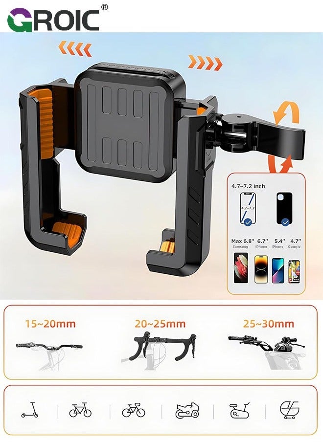 GROIC Motorcycle Phone Holder, Bicycle Mount 360°Rotate, Bike Holder Handlebar Suitable for iPhone & Android Smartphones from 4.5-7.0 Inches  - Image 3