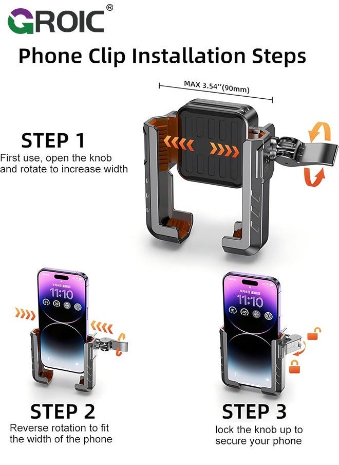 GROIC Motorcycle Phone Holder, Bicycle Mount 360°Rotate, Bike Holder Handlebar Suitable for iPhone & Android Smartphones from 4.5-7.0 Inches  - Image 5