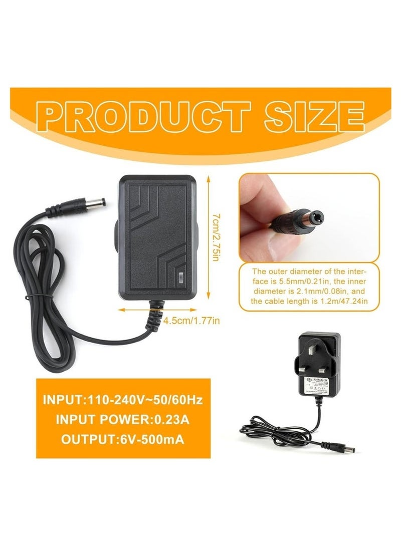 6V 500MA Battery Charger for Child Electric Car, Kids Electric Car 6 Volt Battery Charger for Electric Ride on Toy Car, Motorcycle, Quad Bike, Sports Car - Universal Battery Supply Power Adapter 5.5mm x 2.1mm  - Image 5
