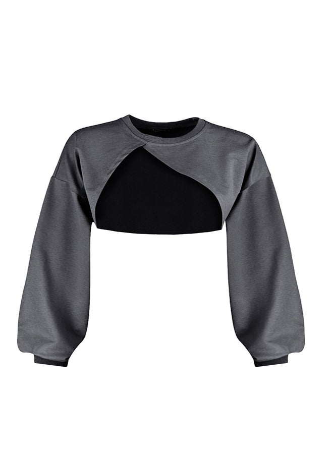 Anthracite Asymmetric Super Crop Crew Neck Thin Knitted Sweatshirt TWOAW23SW00531 - pzsku/ZE419301597DA0FC89B4EZ/45/_/1730939822/b5777adf-97a9-4a81-8599-4e70c57e8f9c