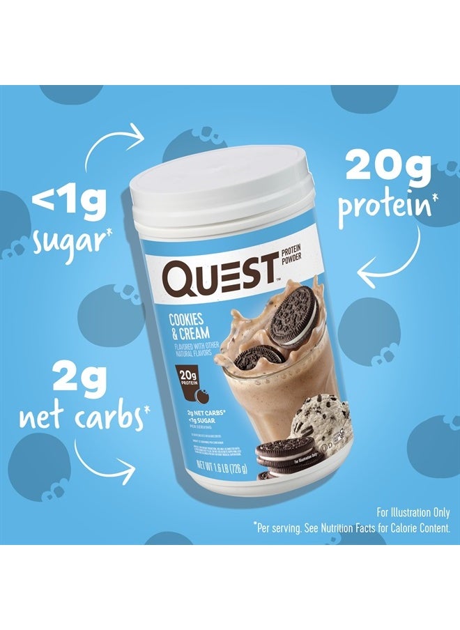 QUEST NUTRITION - Cookies & Cream Protein Powder; 20g Protein; 1g Sugar; Low Carb; Gluten Free; 1.6 Pound; 24 Servings - Image 1