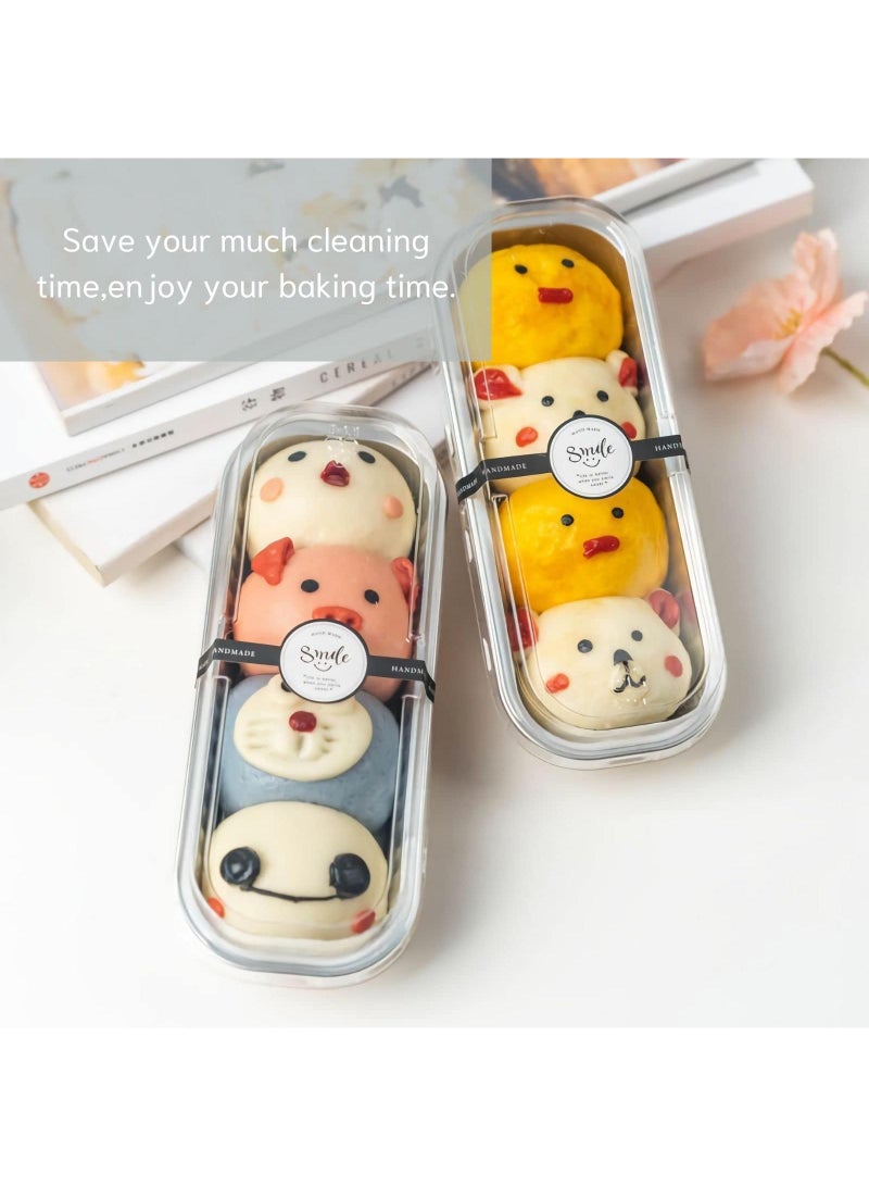 Sweet seven Convenient 50-Pack Mini Loaf Pans with Lids & Spoons - Aluminum Foil Baking Containers for Cupcakes, Cheesecakes, and More - 200ml Rectangle Tins for Delectable Treats! （Light Green） - Image 5