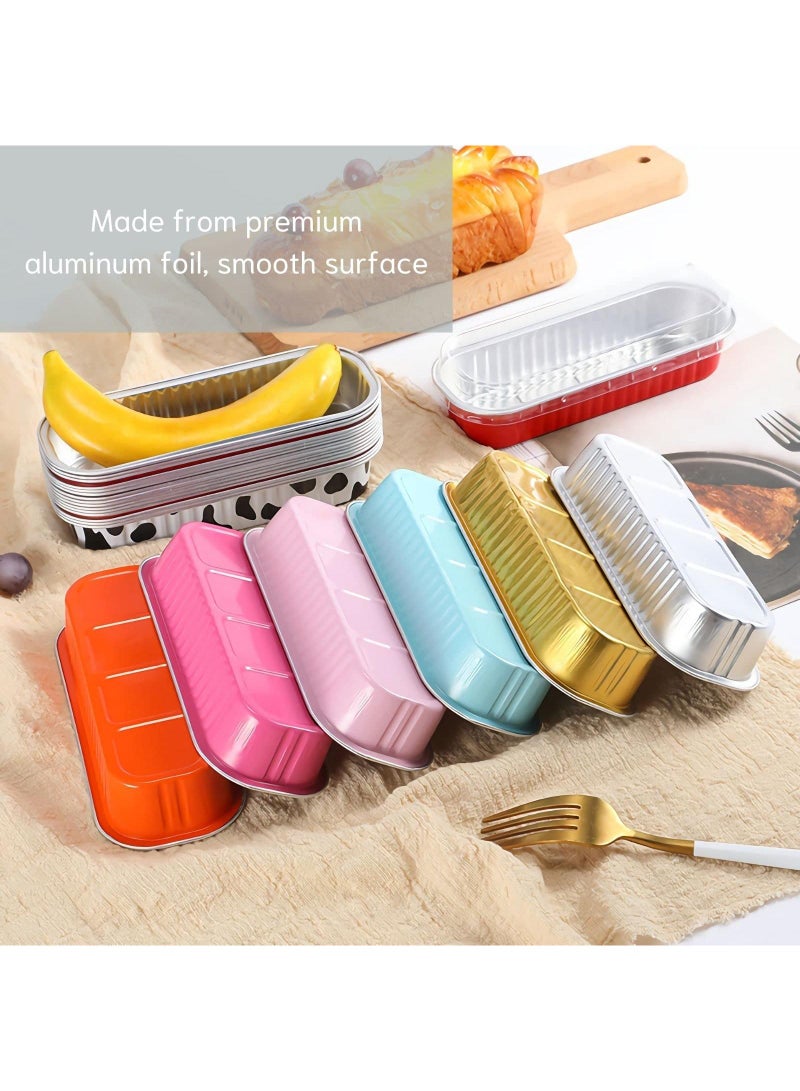 Sweet seven Convenient 50-Pack Mini Loaf Pans with Lids & Spoons - Aluminum Foil Baking Containers for Cupcakes, Cheesecakes, and More - 200ml Rectangle Tins for Delectable Treats! （Light Green） - Image 4