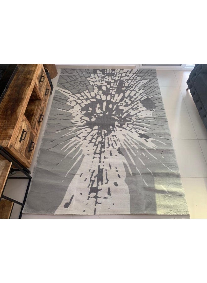 HANDPICKED FURNITURE Geometric Grey Rectangular Carpet Ultra Soft Area Carpets For Bed Room Living Room And Dining room Anti-slip Floor Carpets Easy to Clean Made In Turkey  - Image 2