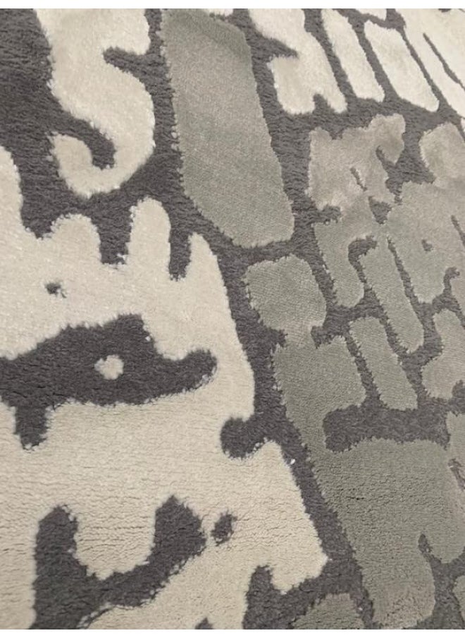 HANDPICKED FURNITURE Geometric Grey Rectangular Carpet Ultra Soft Area Carpets For Bed Room Living Room And Dining room Anti-slip Floor Carpets Easy to Clean Made In Turkey  - Image 3