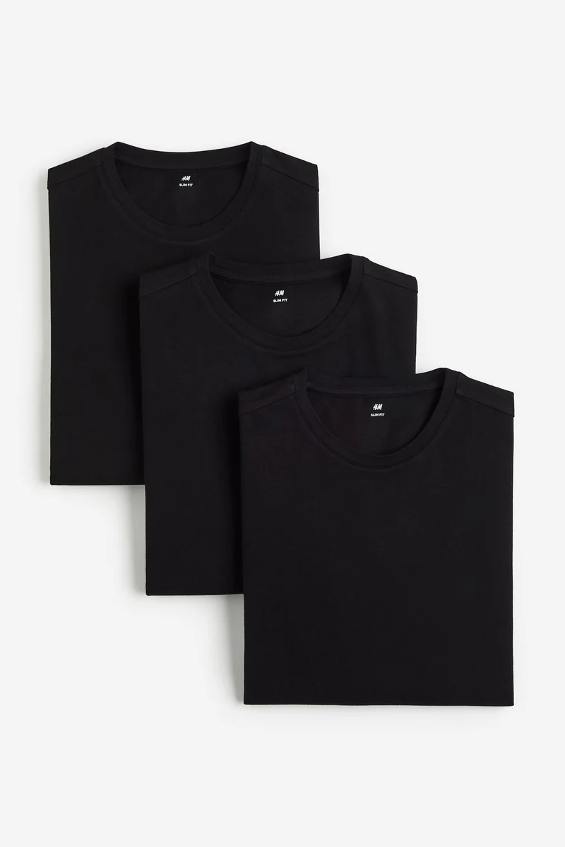 H&M 3-pack tops Slim fit