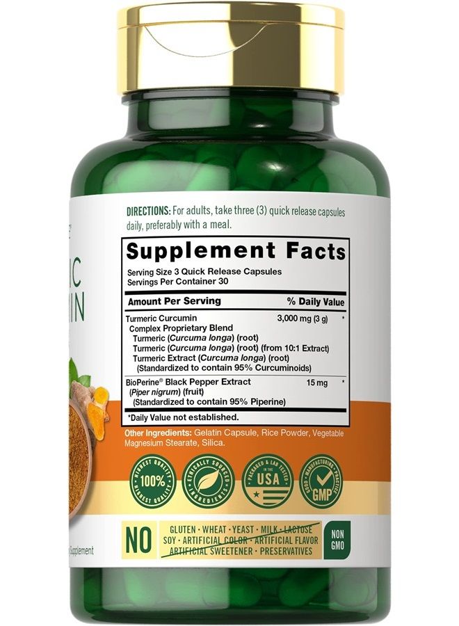 Carlyle Turmeric Supplement 3000mg | 90 Powder Capsules | Turmeric Curcumin with Black Pepper | Joint Support Complex with Bioperine | Non-GMO, Gluten Free - Image 1