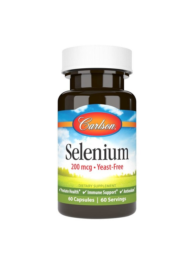 Carlson - Selenium, 200 mcg Yeast-Free, Prostate Health & Immune Support, Antioxidant, 60 Capsules - Image 1
