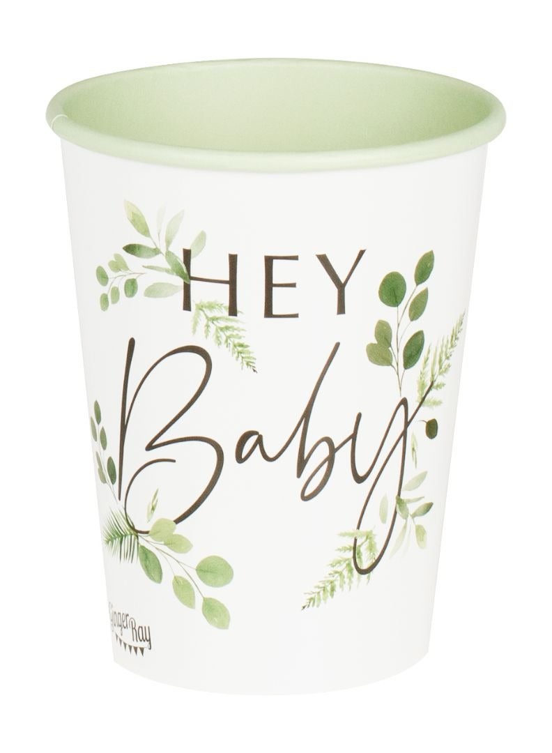 Ginger Ray Botanical Hey Baby Shower Cups - Image 3